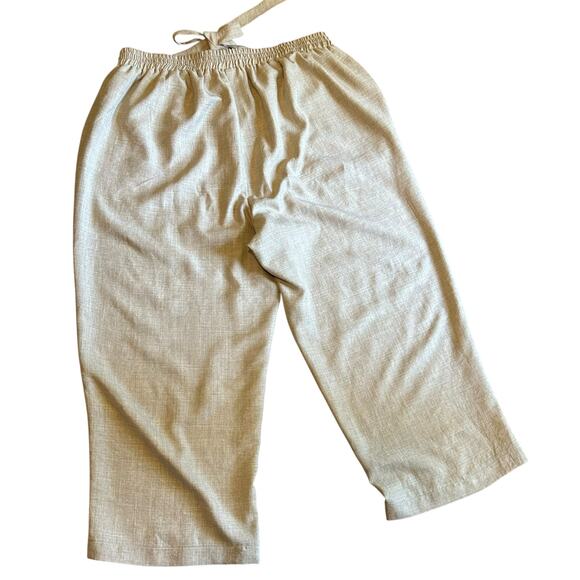 SOHO Apparel Crop Wide Leg Pants Beige SZ 2X Pull On Elastic Waist Casual Office - Picture 4 of 5